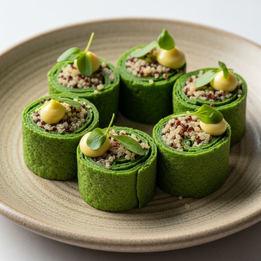 Enchanted Forest Rolls with Spirulina Quinoa