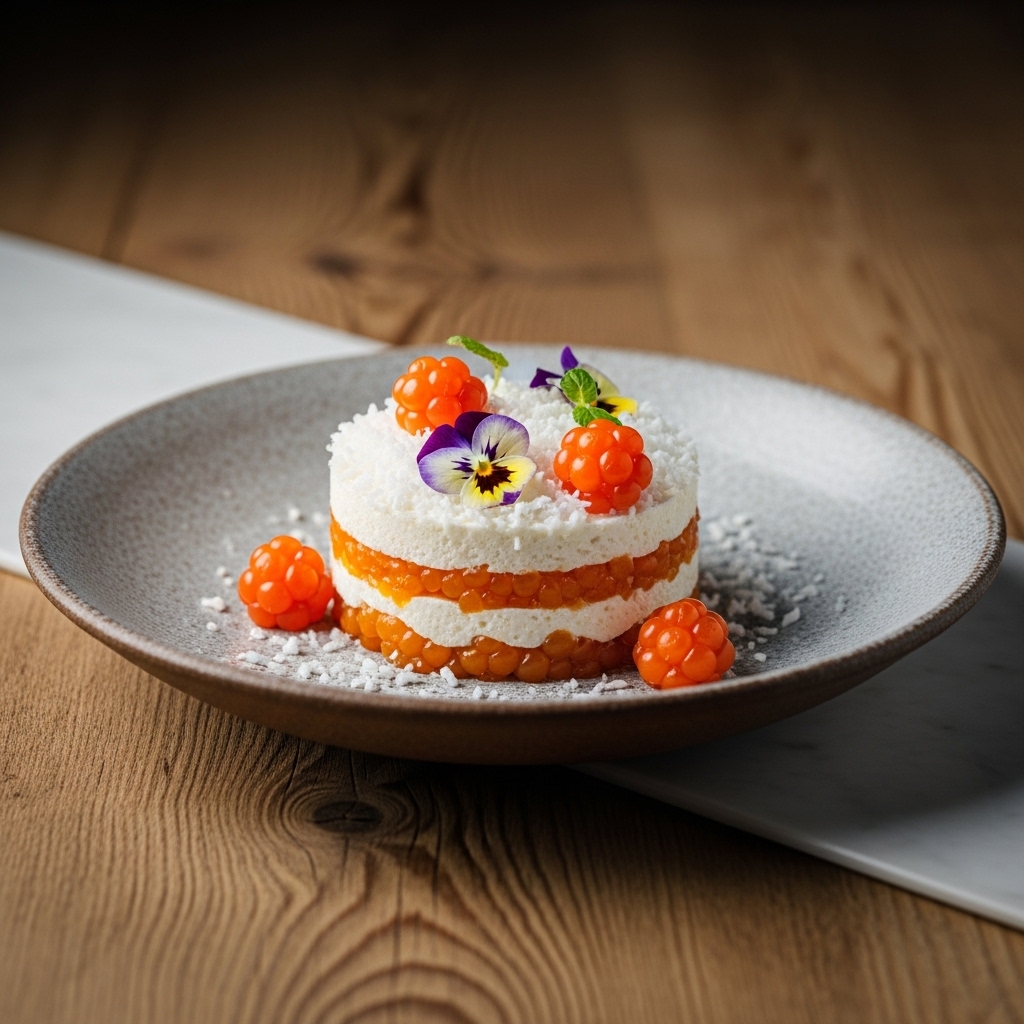 “Enchanting Nordic Cloudberry & Coconut Mousse Delight”