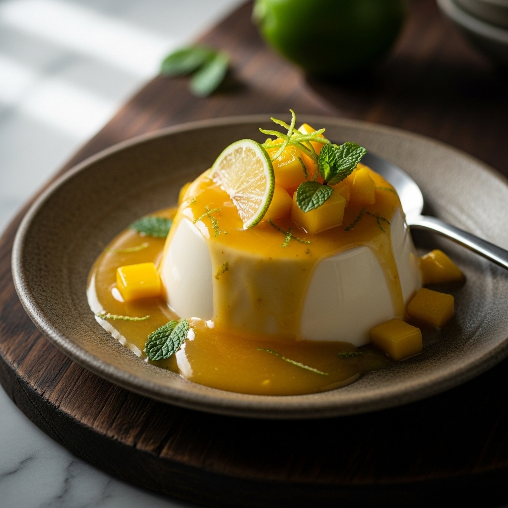 Enchanting Thai Coconut Panna Cotta with Mango-Lime Sauce