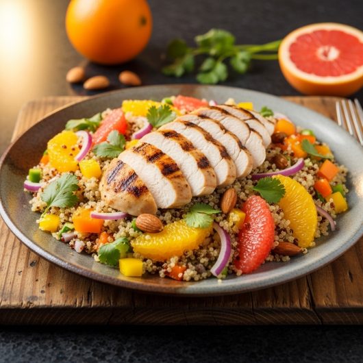 “Energizing Citrus Quinoa Salad with Grilled Chicken”