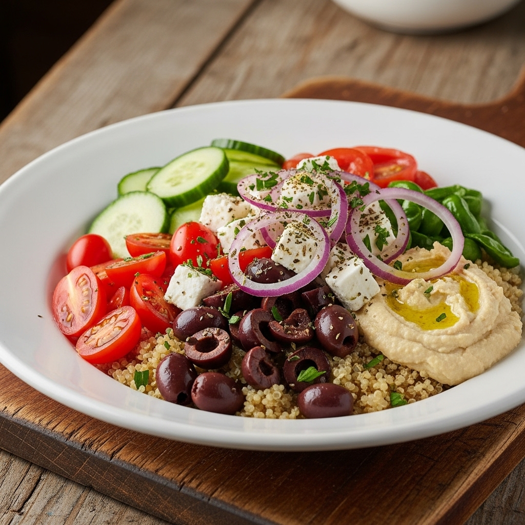 Energizing Greek Bowl: A Vibrant Vegan Delight