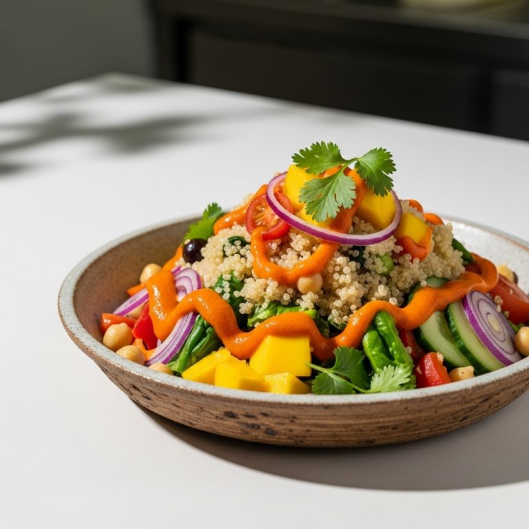 Energizing Indian Quinoa Salad Bowl With Spicy Mango Dressing