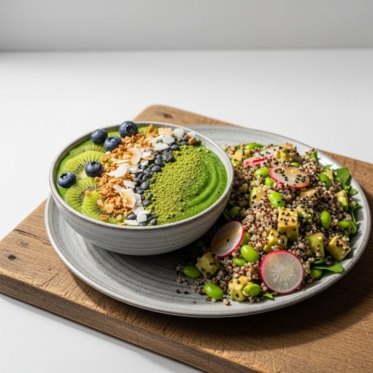 Energizing Japanese Green Smoothie Bowl & Quinoa Salad