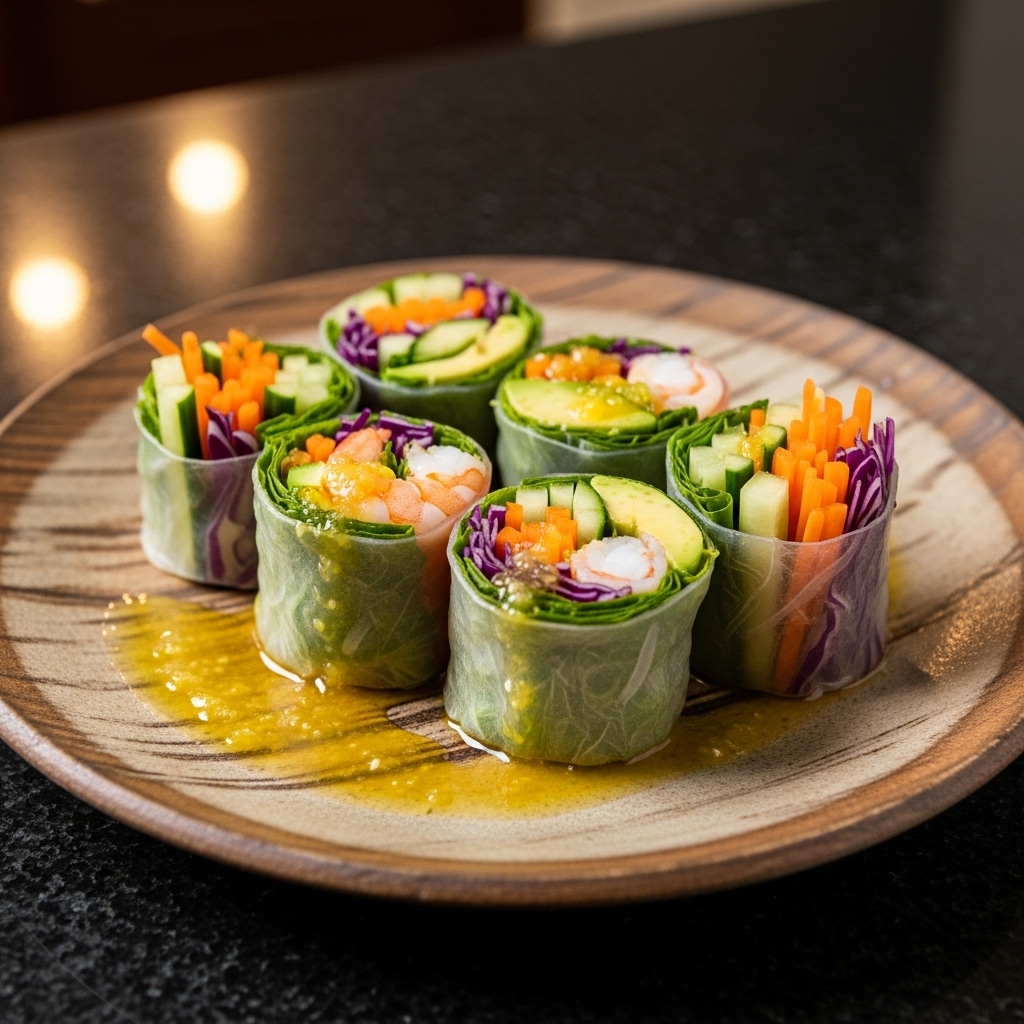 Energizing Japanese Summer Rolls with Citrus Dressing
