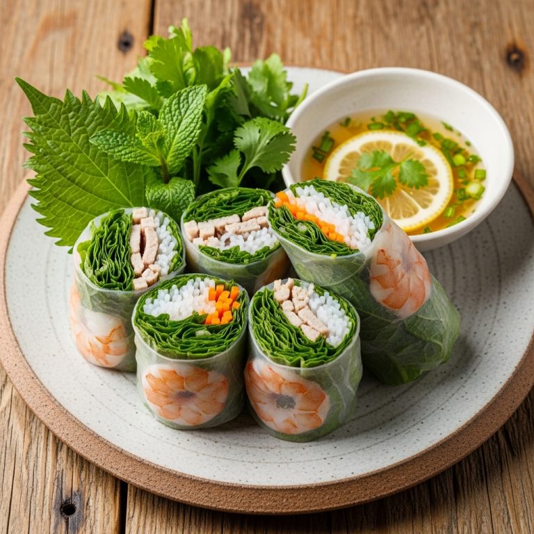 Energizing Vietnamese Rice Paper Rolls with Fresh Herbs and Lemon Dressing