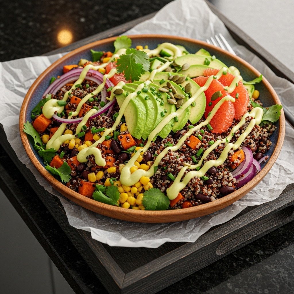 Energy-Boosting Quinoa Salad Bowl with Citrus Avocado Dressing