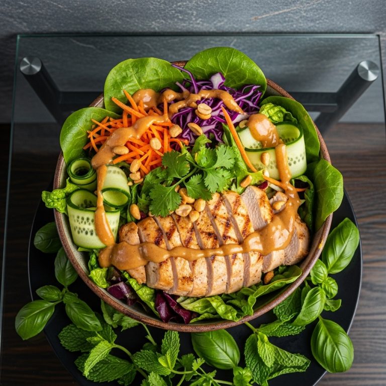 Energy-Boosting Thai Salad with Grilled Chicken and Peanut Dressing