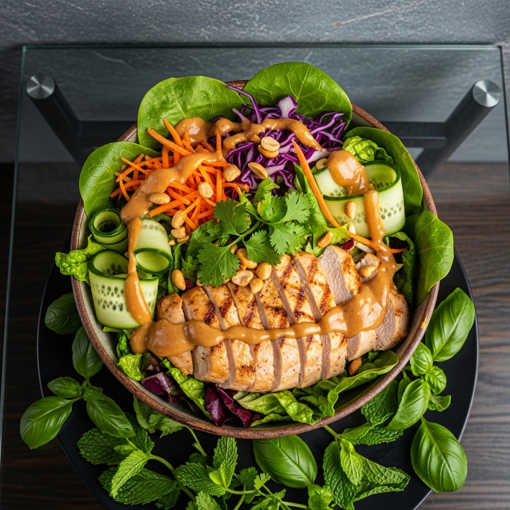 Energy-Boosting Thai Salad with Grilled Chicken and Peanut Dressing