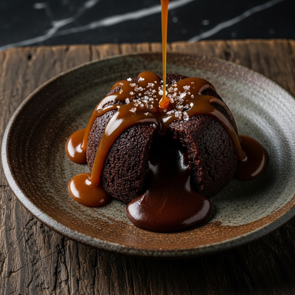 Ethereal Chocolate Fondant With Sea Salt Caramel Drizzle