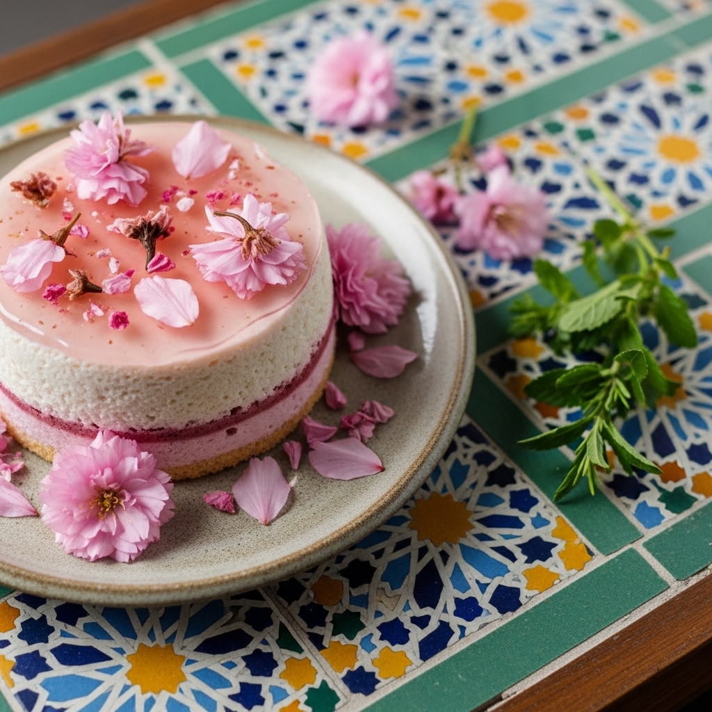 Ethereal Sakura-Infused Vegan Mousse Cake
