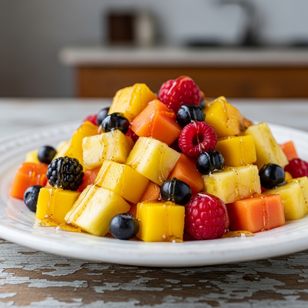 Ethiopian Berbere Spiced Paleo Fruit Salad with Honey-Cinnamon Drizzle