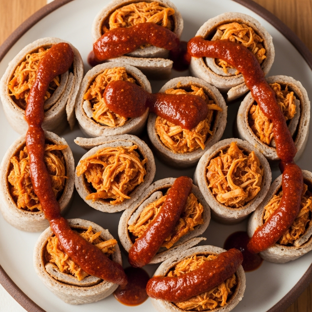 Ethiopian Injera Bites with Spicy Chicken and Berbere Sauce (Keto-Friendly)