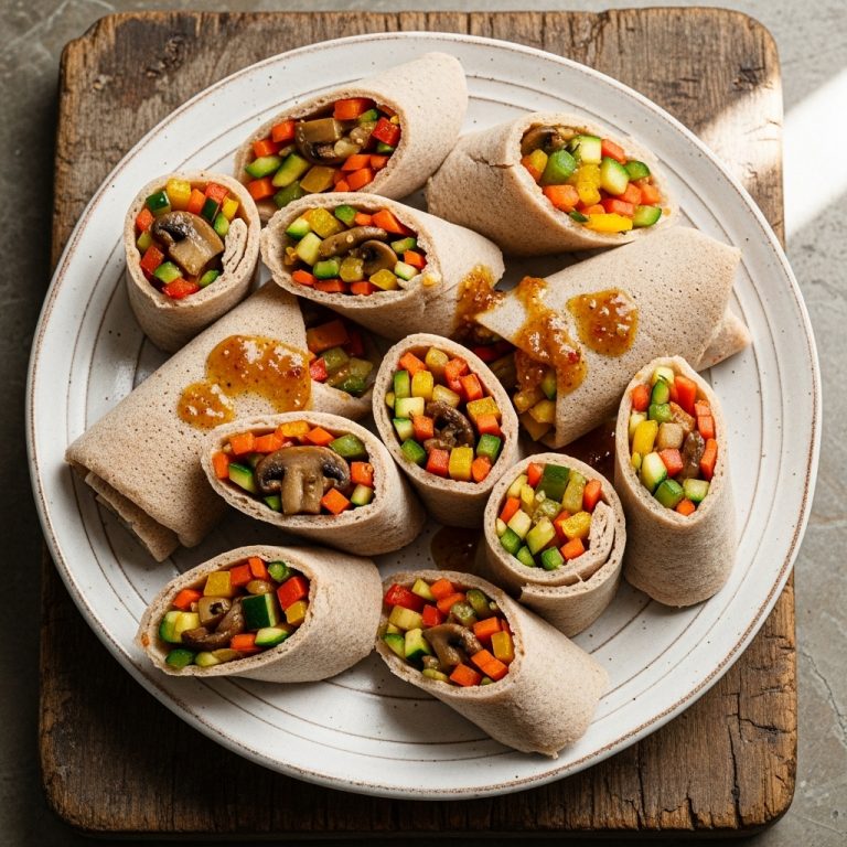 Ethiopian Vegan Injera Rolls with Miso Vegetable Stuffing