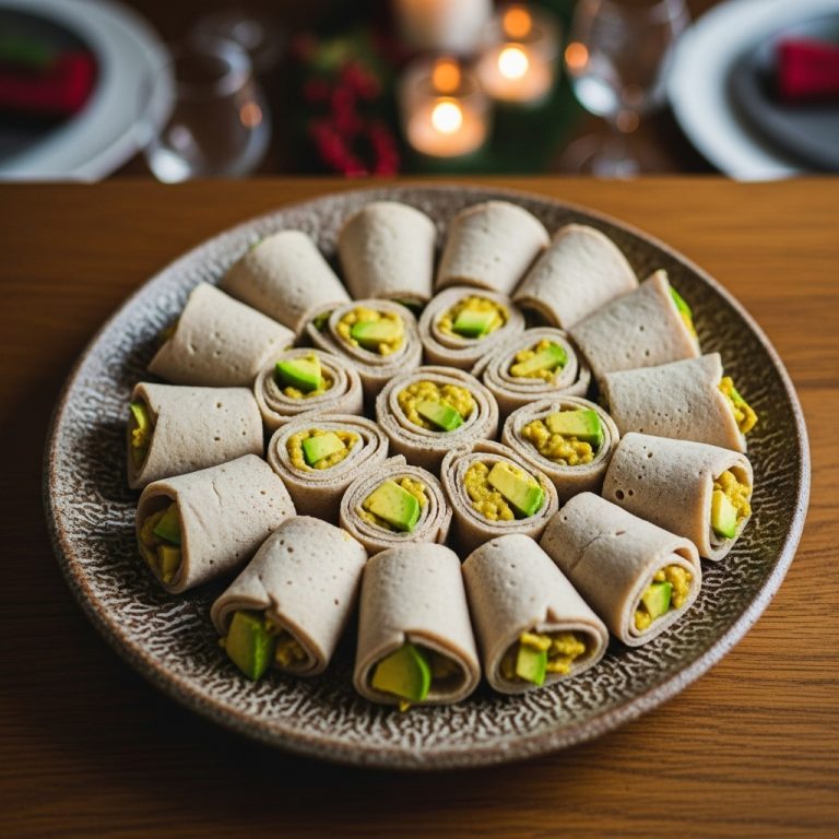 Ethiopian Vegetarian Injera Rolls with Shiro and Fresh Avocado