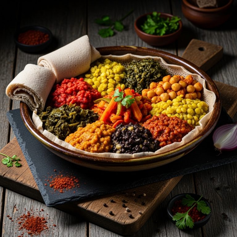 Ethiopian Vegetarian Lunch Bowl: An Aromatic and Colorful Culinary Journey