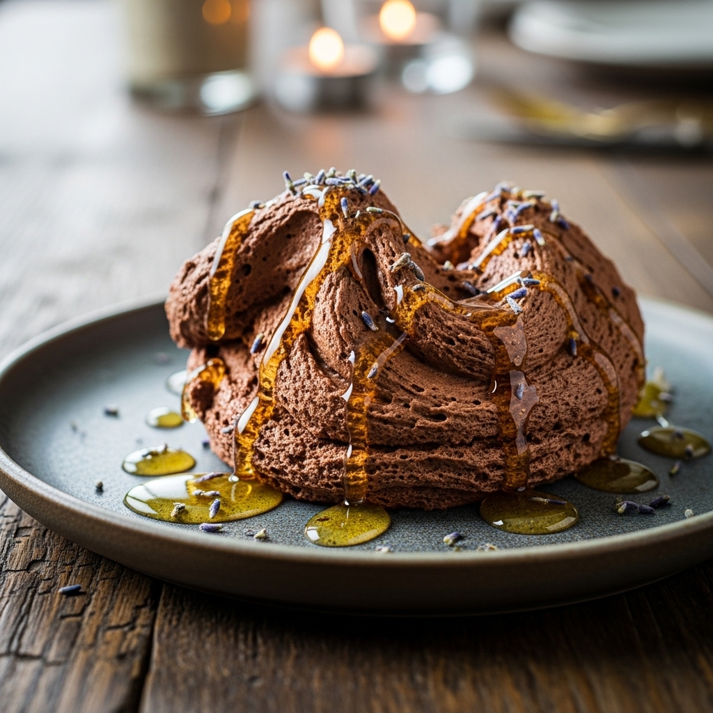 Euphoric Chocolate Mousse with Lavender Honey Drizzle