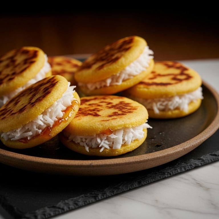 Exotic Colombian Snack: Aromatic Coconut-Stuffed Arepas