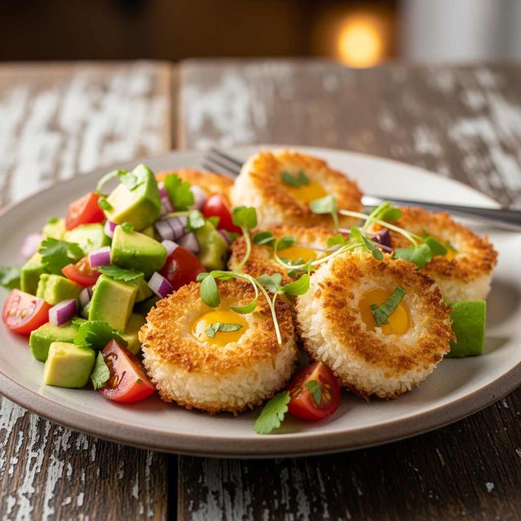 Exotic Island Keto Breakfast: Coconut Crust Egg Bites with Avocado Salsa