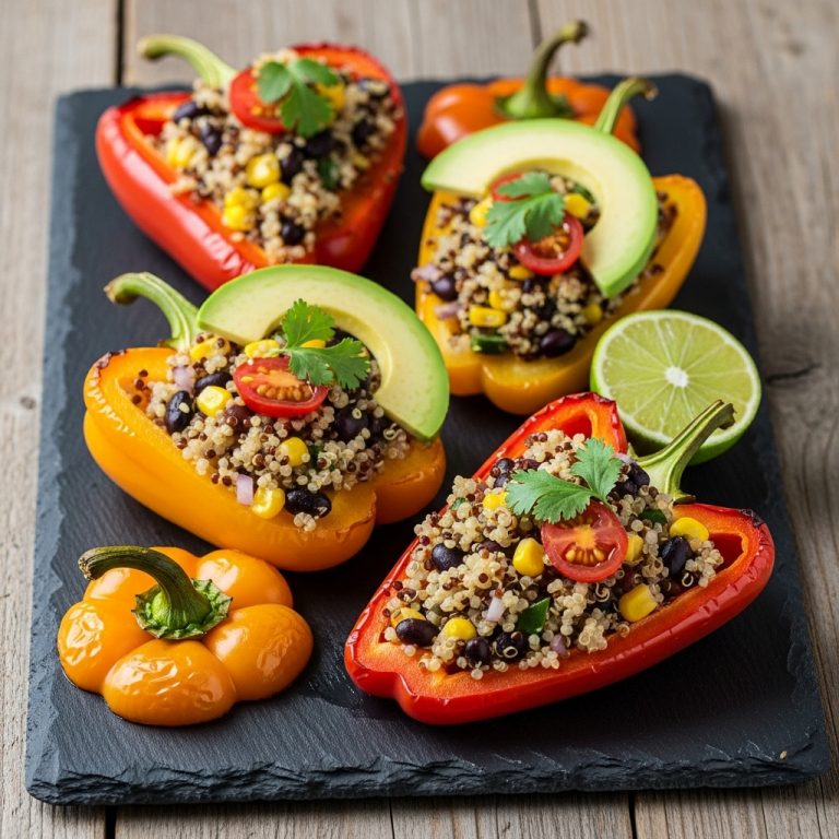 “Exotic Peruvian Quinoa Stuffed Peppers: A Vegan Delight”