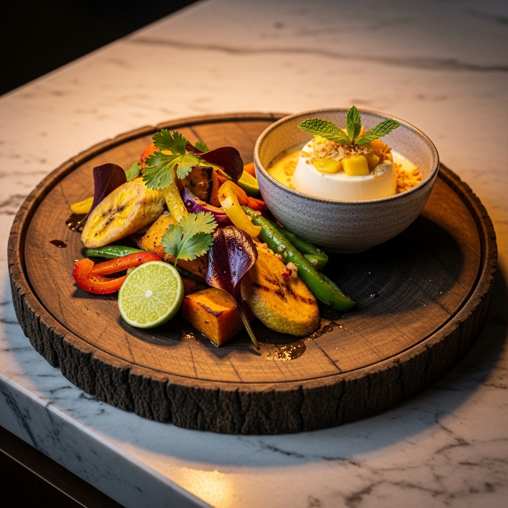 Exquisite Caribbean Veggie Delight: Vegetarian-Friendly Mango Coconut Panna Cotta