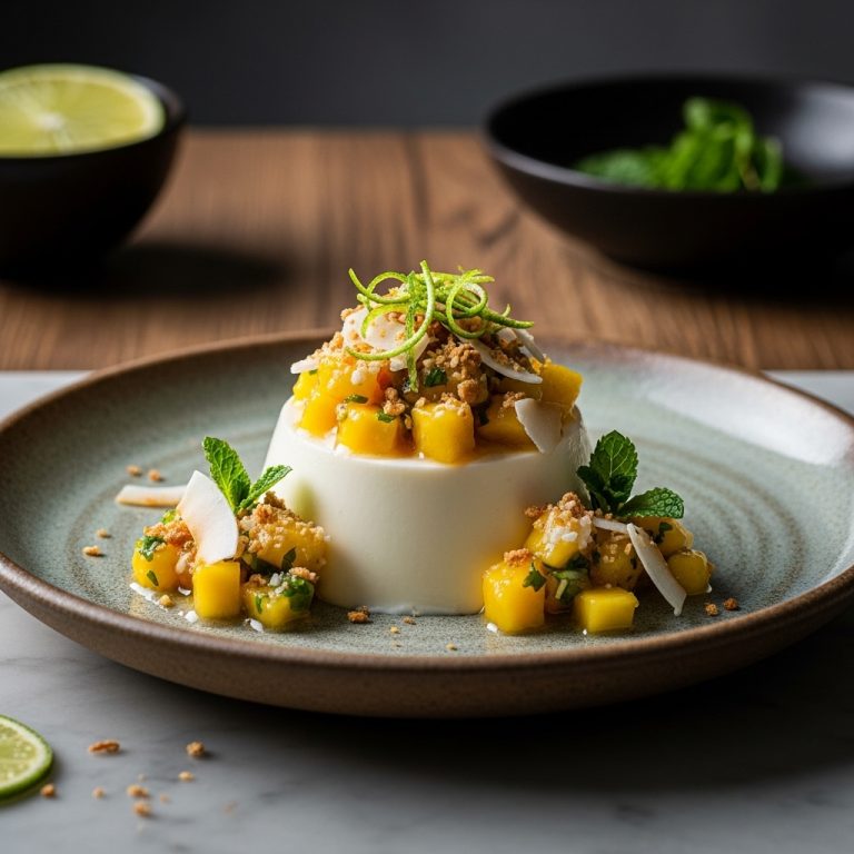 Exquisite Gluten-Free Malaysian Brunch: Coconut Lime Panna Cotta with Mango Salsa