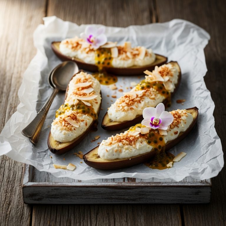 Exquisite Gluten-Free Polynesian Coconut Pudding in Banana Boats