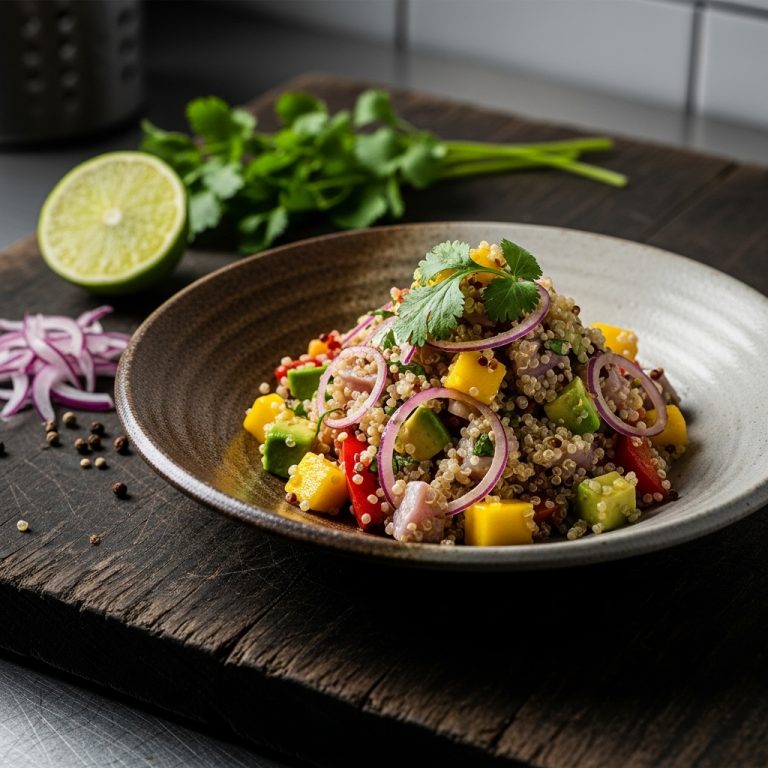 Exquisite Peruvian Quinoa Ceviche with Mango Salsa – A Vegan & Gluten-Free Masterpiece