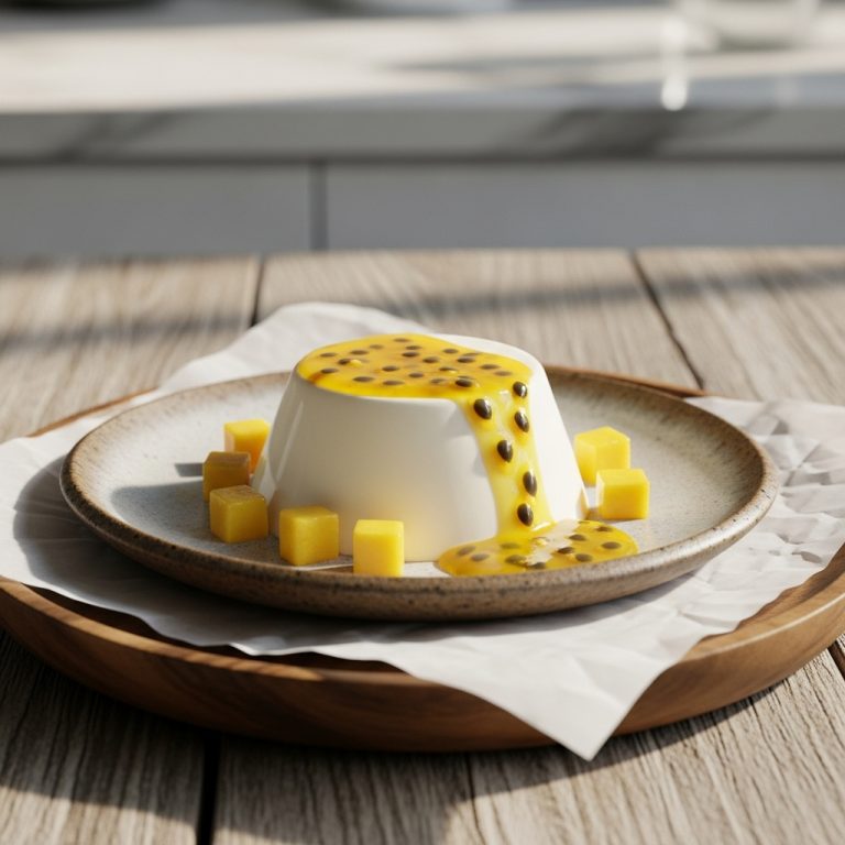 Exquisite Polynesian Coconut Panna Cotta with Mango-Passion Fruit Sauce (Keto-Friendly)