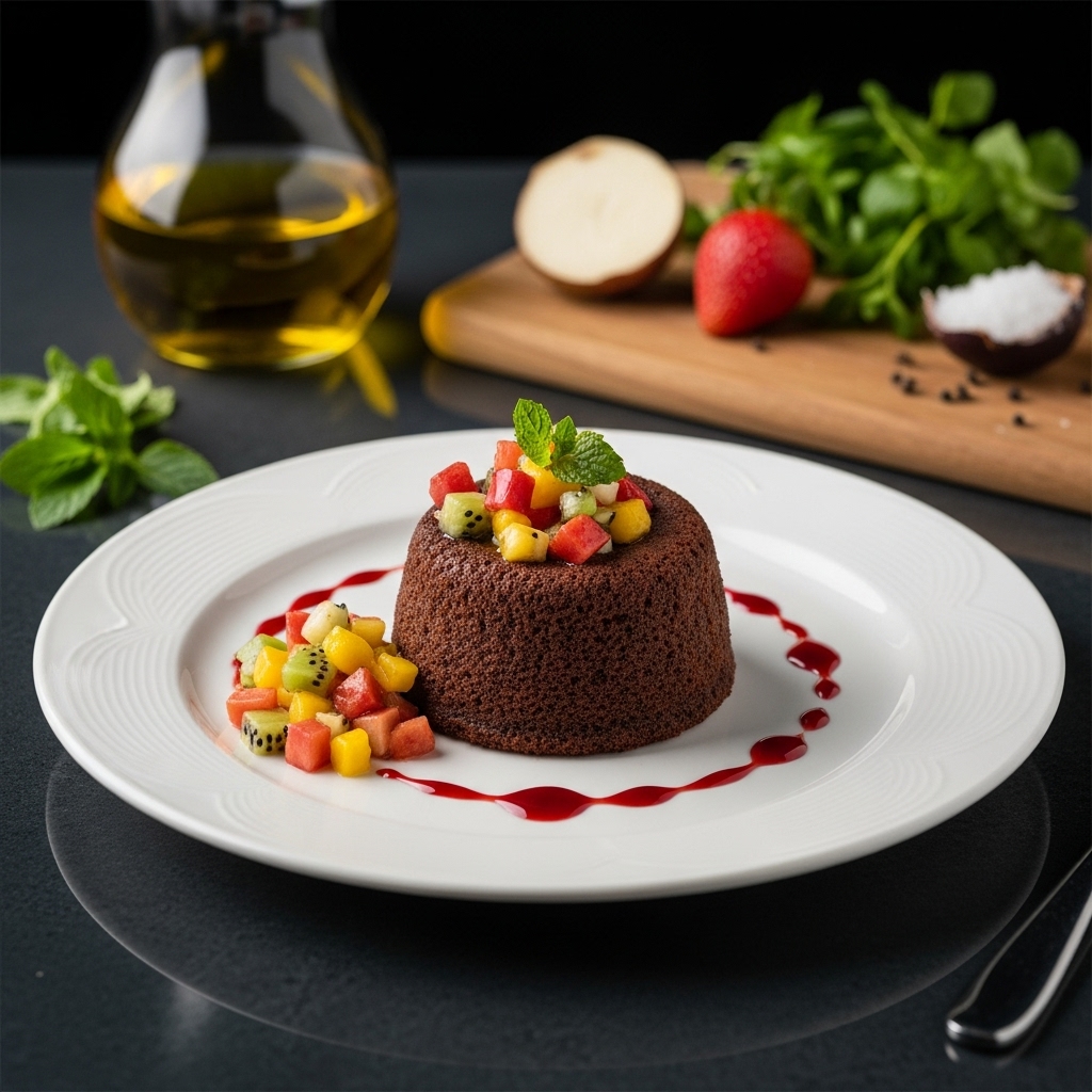 “Exquisite Polynesian Lava Cake with Tropical Fruit Salsa – A Symphony of Flavors for Your Next Dessert Adventure”