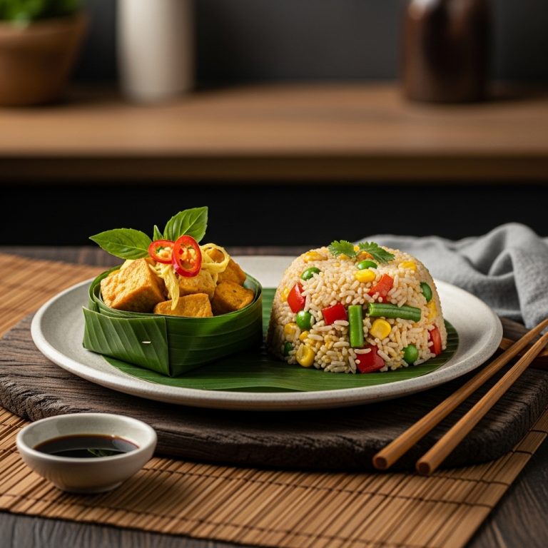 Exquisite Vegan Cambodian Dinner: Amok Tofu & Lemon Grass Fried Rice