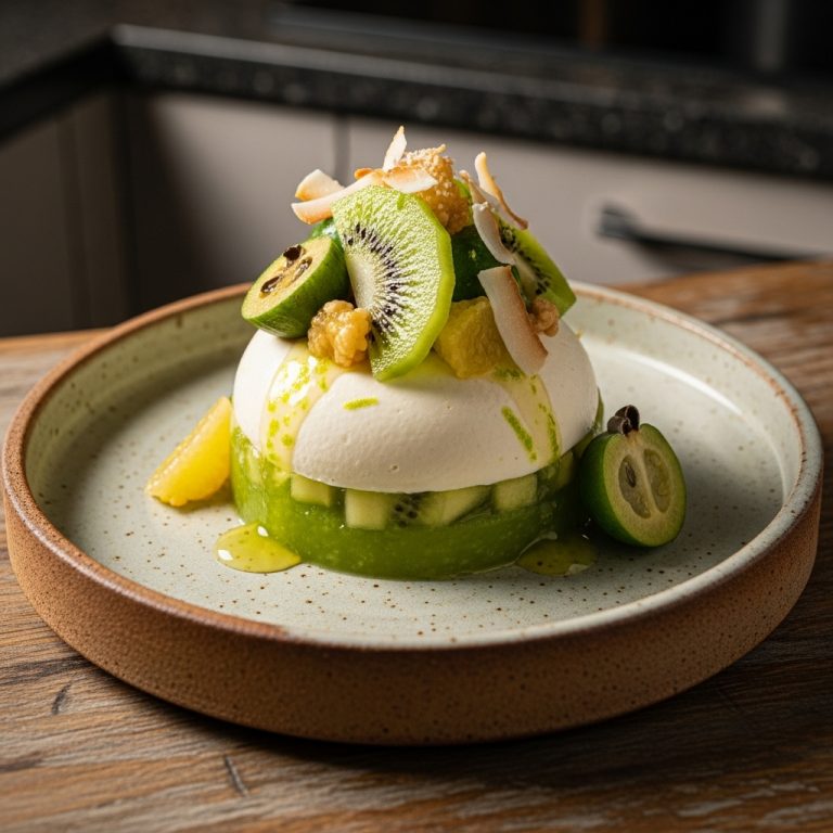 Exquisite Vegan New Zealand Feijoa & Kiwifruit Delight with Coconut Lime Mousse