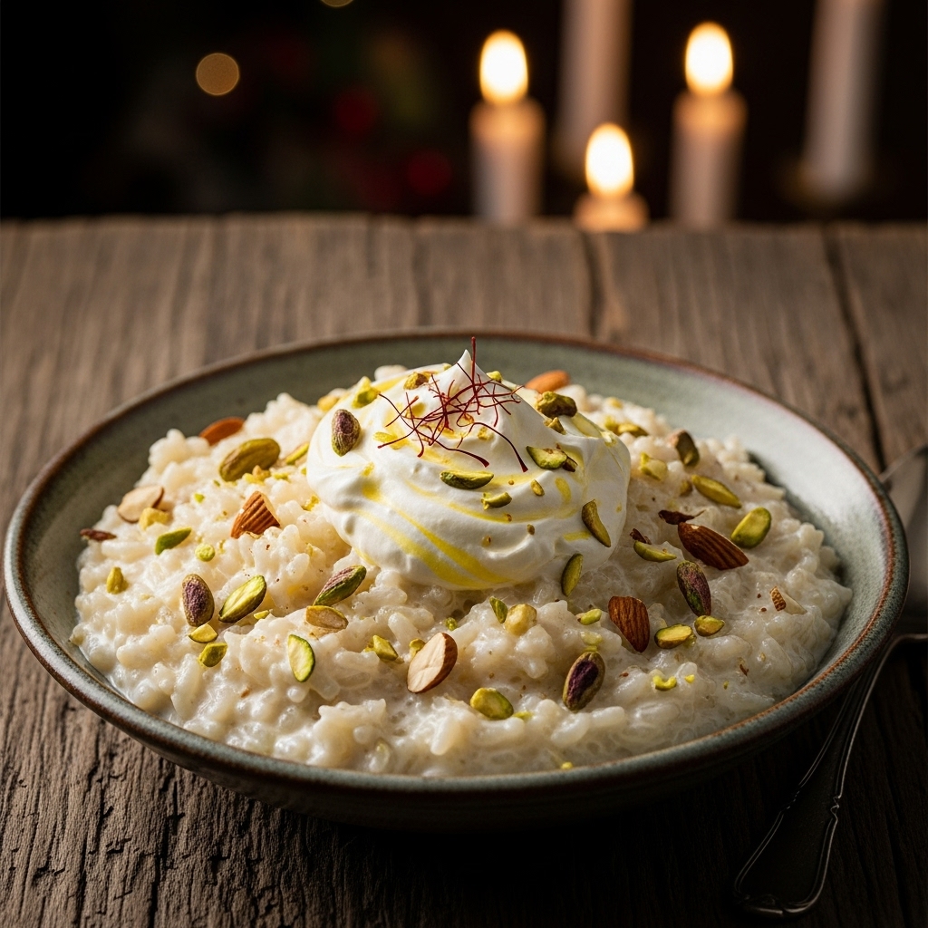 Exquisite Vegan Pakistani Kheer with Saffron Infused Coconut Whipped Cream