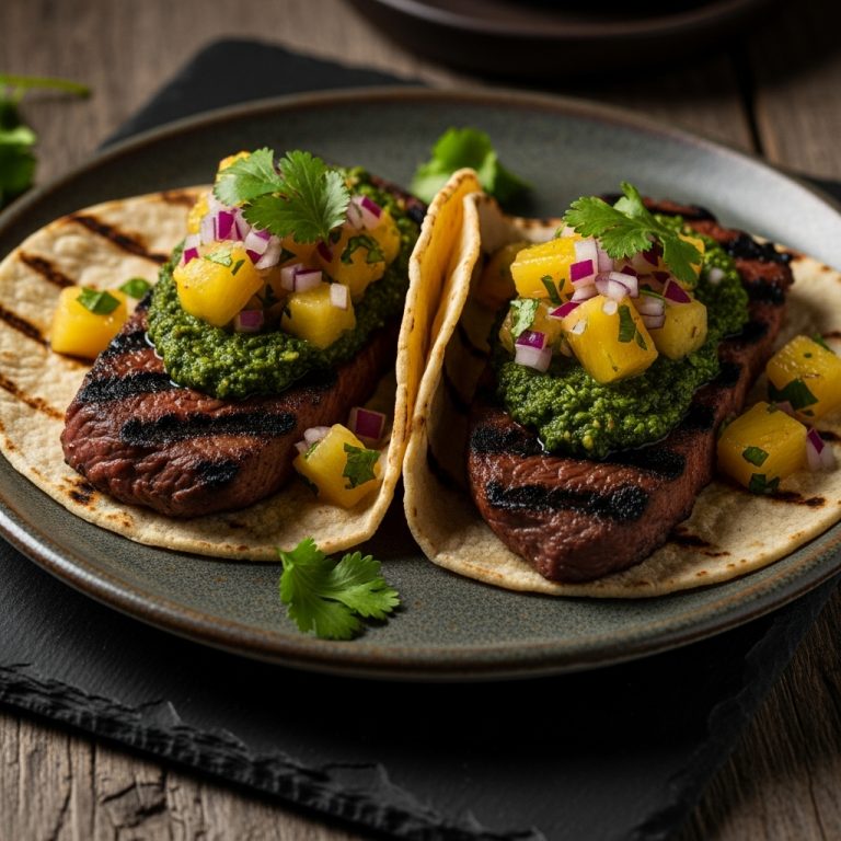 Festival Classic Dinner: Grilled Chimichurri Steak Tacos with Caramelized Pineapple Salsa
