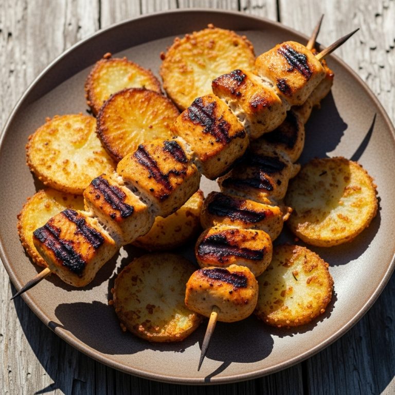 Festival Classic Dinner: Smoky Grilled Chicken Skewers & Crispy Potato Rounds