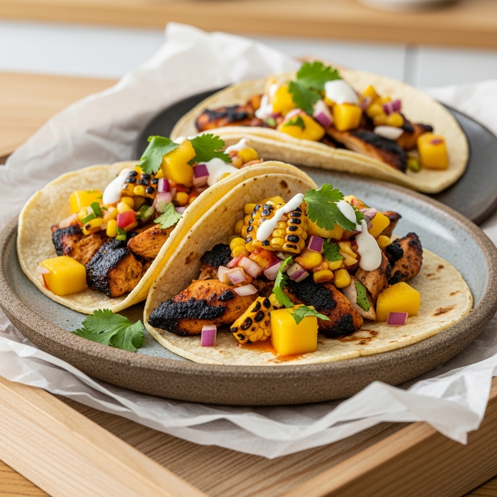 Festival Classic Lunch: Charred Chicken Tacos with Smoky Mango Salsa