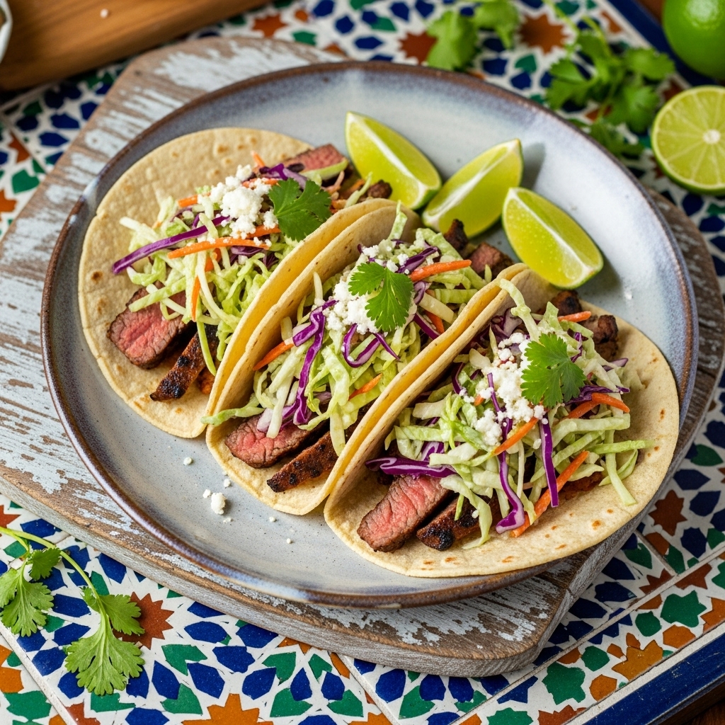 Festival Classic Lunch: Copycat Grilled Carne Asada Tacos with Cilantro Lime Slaw
