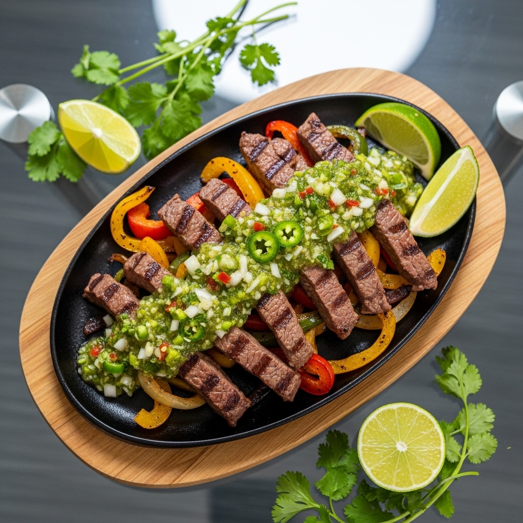 Festival Classic Lunch: Grilled Steak Fajitas with Smoky Salsa Verde