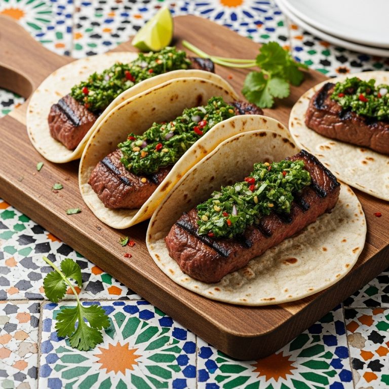 Festival Classic Lunch: Smoky Grilled Steak Tacos with Chimichurri Sauce