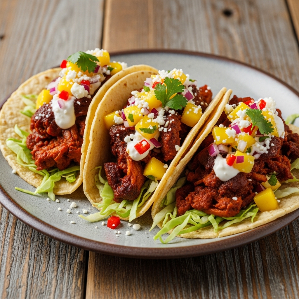 Fiery Carnitas Tacos with Mango Salsa