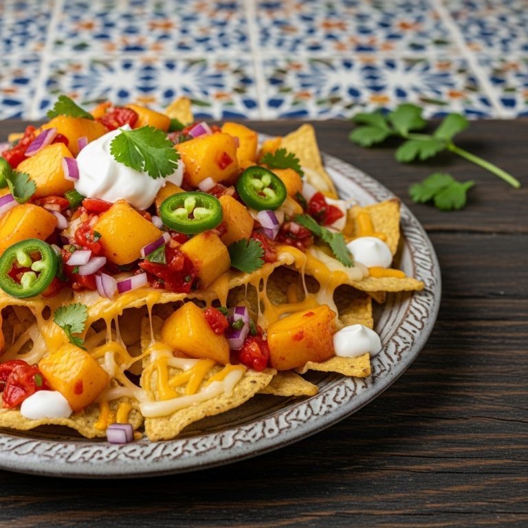Fiery Peach Salsa Nachos