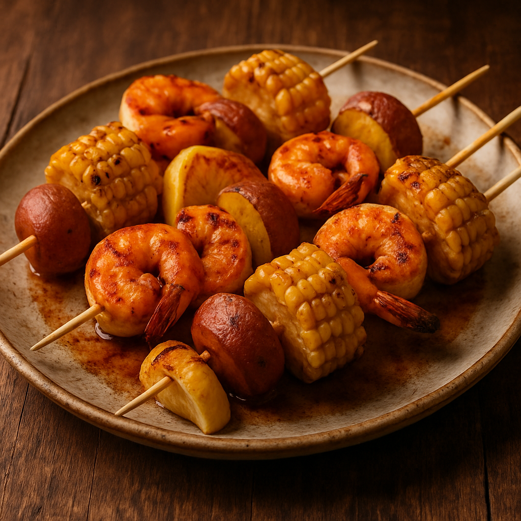 Fiery Shrimp Boil Street Skewers