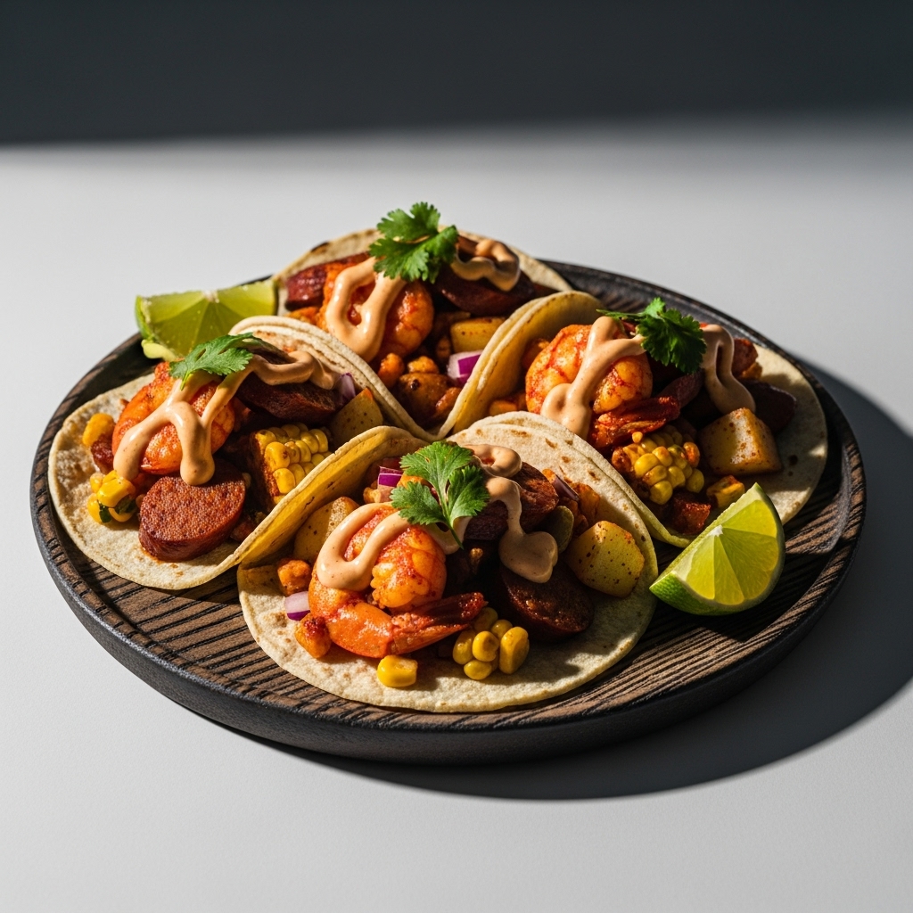 Fiery Shrimp Boil Street Tacos
