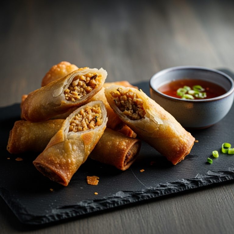 Filipino Gluten-Free Seafood Lumpia with Spicy Mango Dipping Sauce