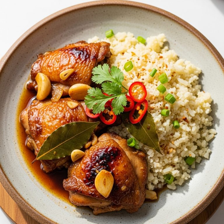 Filipino Paleo Chicken Adobo with Cauliflower Rice