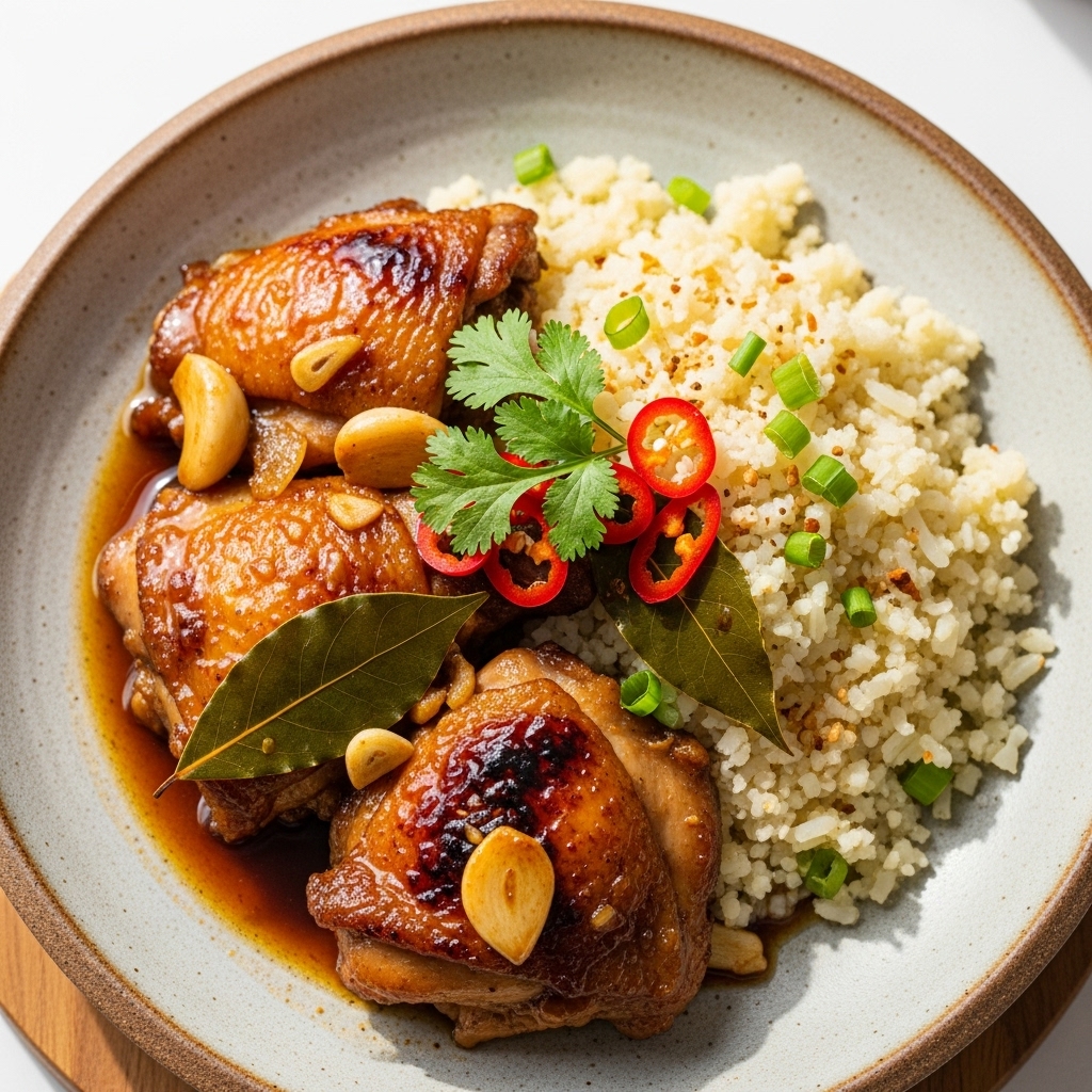 Filipino Paleo Chicken Adobo with Cauliflower Rice