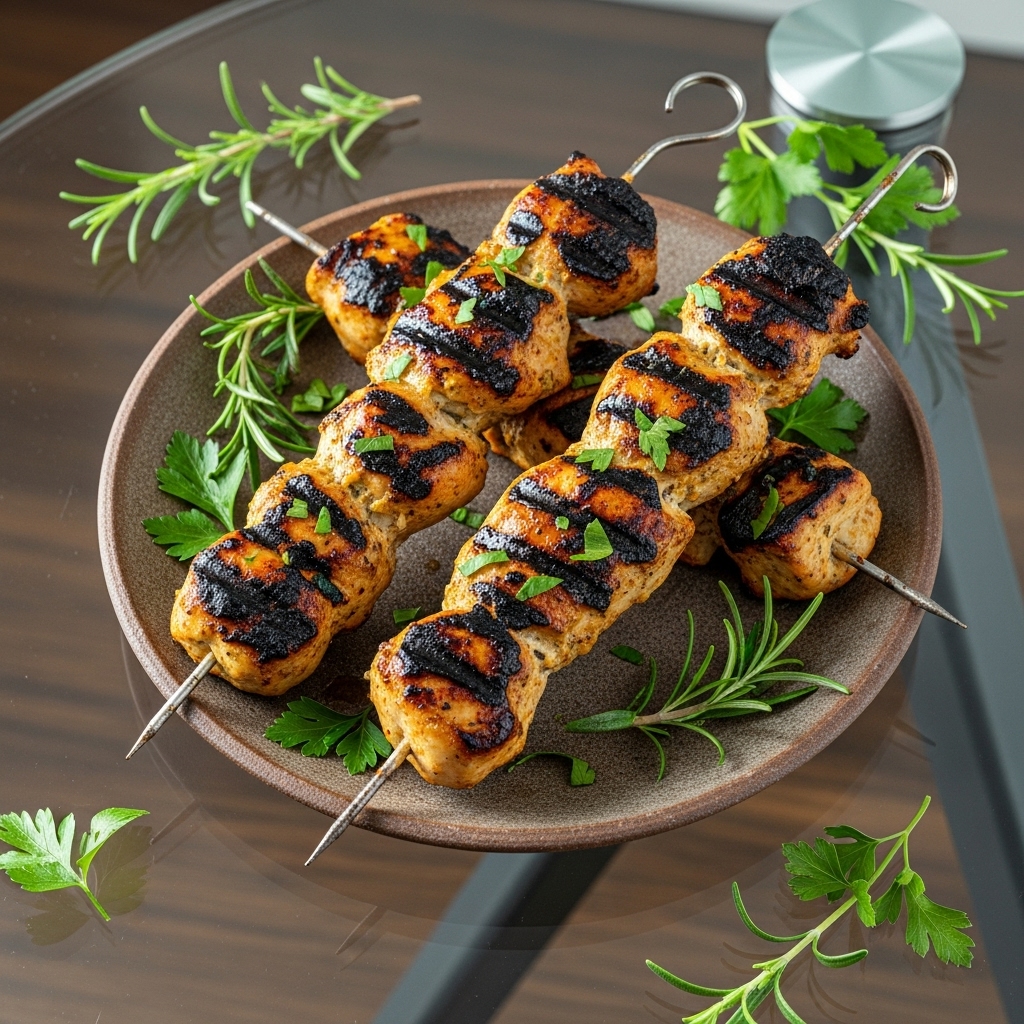 “Fire-Grilled Lemon Herb Chicken Skewers”