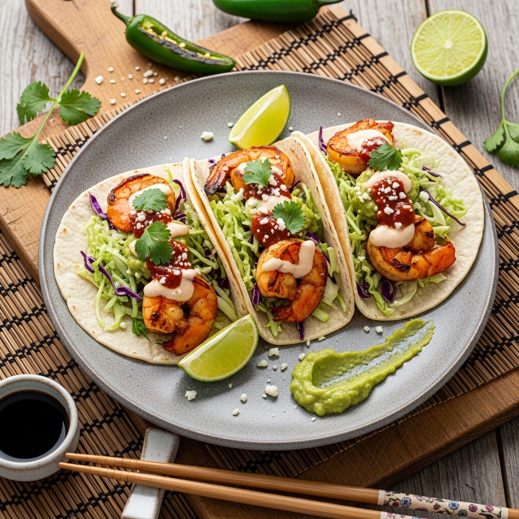 Fire-Roasted Garlic Shrimp Tacos