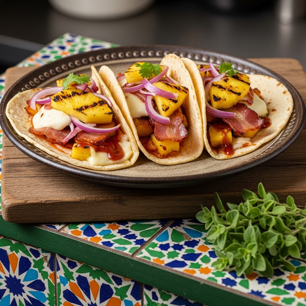 Fire-Roasted Hawaiian Pizza Street Tacos