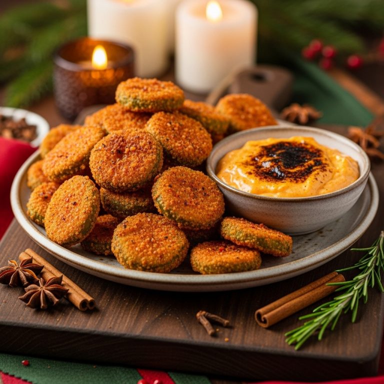 Fireball Fried Pickles with Smoky Cheese Dip