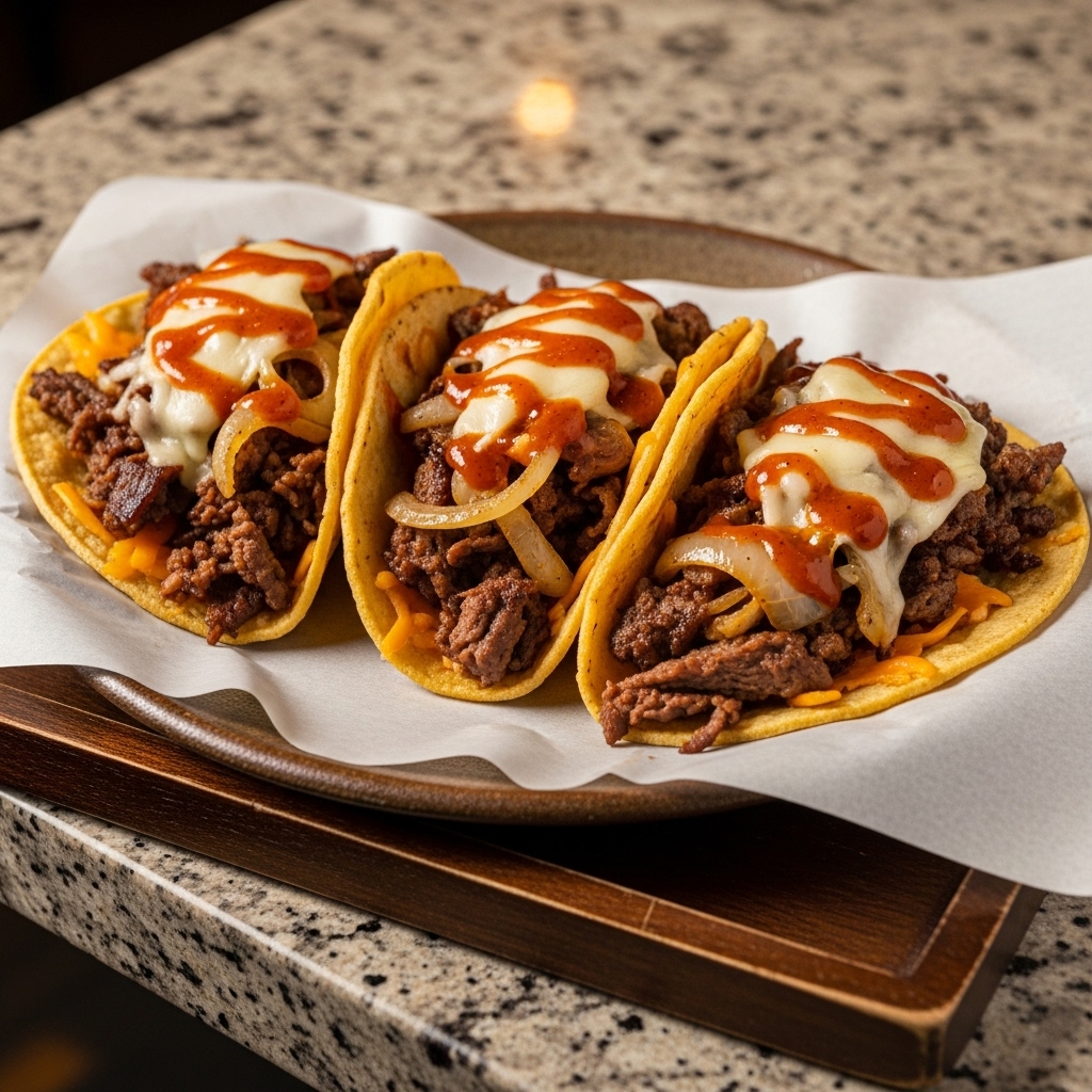 Fireball Philly Cheesesteak Tacos